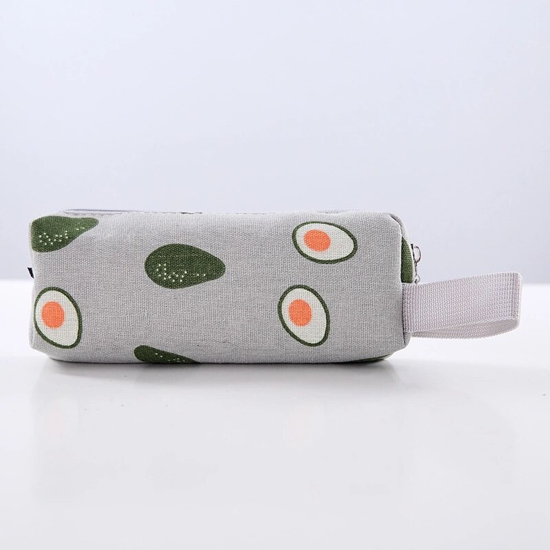 Black Canvas Pencil Case Cute Avocado Pencilcase for Cactus School Pencil Box Polar Bear Pencil Bag School Supplies Stationery: Avocado