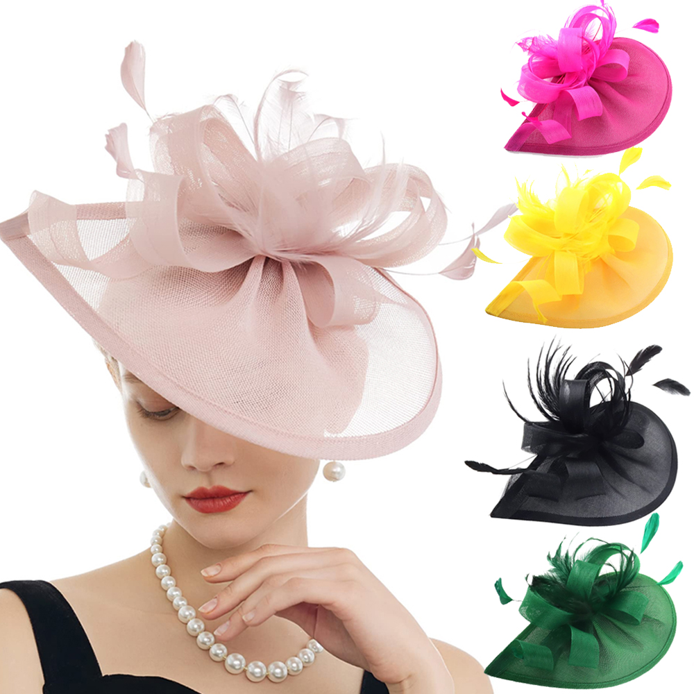 Charmante Fascinators Veer Bruiloft Mesh Hoed Bloem Bruid Cocktail Tea Party Hoofddeksels Vrouwen Hoed Hoofdband Haaraccessoire