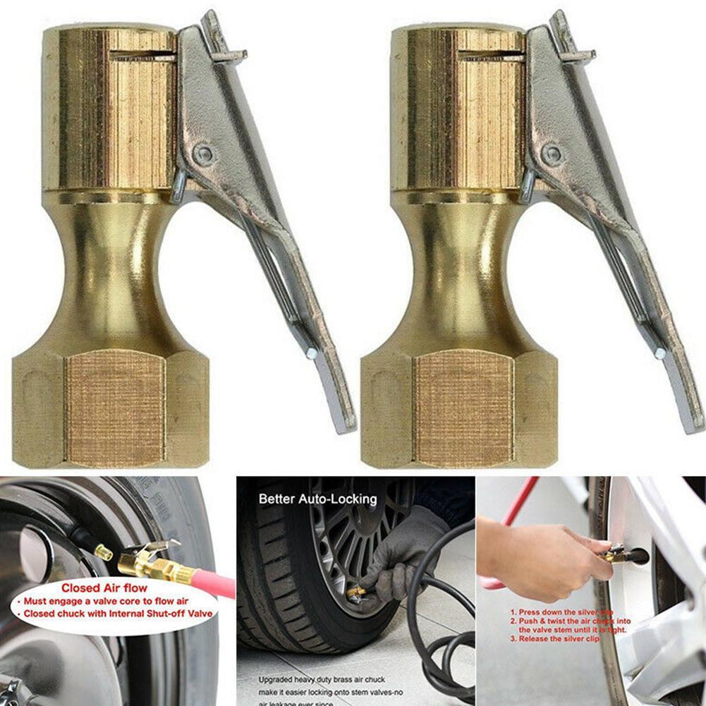 Åbnet type flow lige lock-on luftchuck med clips til dækdæk bilstik inflator kobber clip-on spindelventil værktøj  m9 y 3