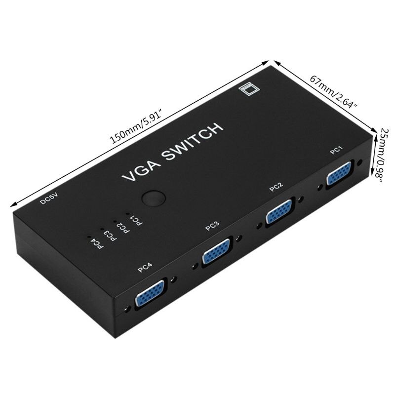 Divisor VGA 1080P 4 puertos 1 en 2 salida VGA interruptor 1X4 macho a hembra con Cable LX9A