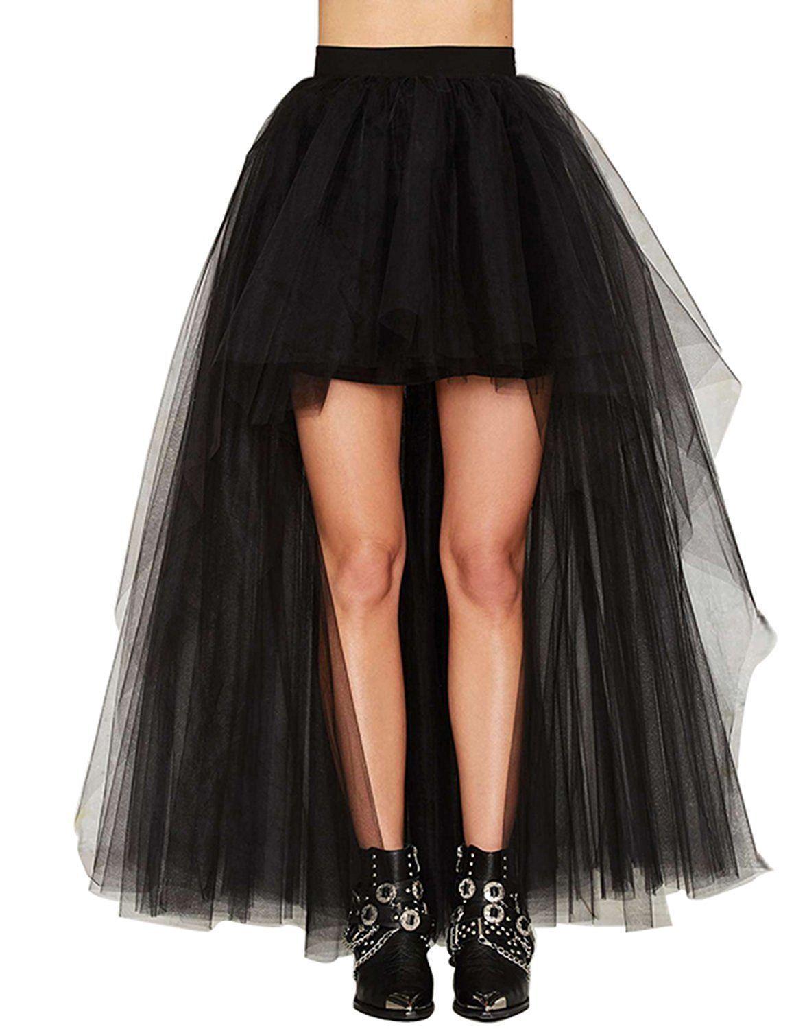 Black Tulle Long Petticoat Rockabilly 3 Layers High Low Woman Tutu Skirt Underskirt Slips Wedding Accessories
