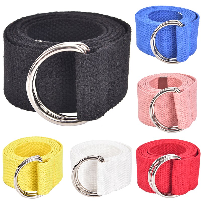 Unisex casual dobbel d-ringer nylon lerret striper spenne linning utendørs belter