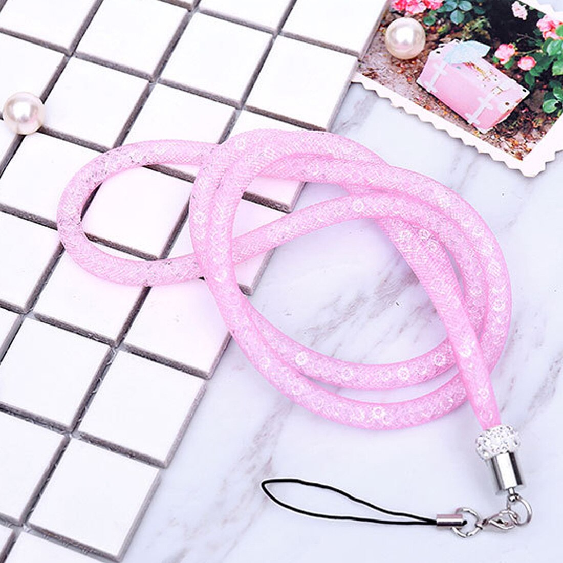 Etmakit Mooie Crystal Hals Ketting Strap Lanyard U Disk ID Werkkaart Mobiele Mobiele Telefoon Keten Riemen Sleutelhanger telefoon Hangen touw