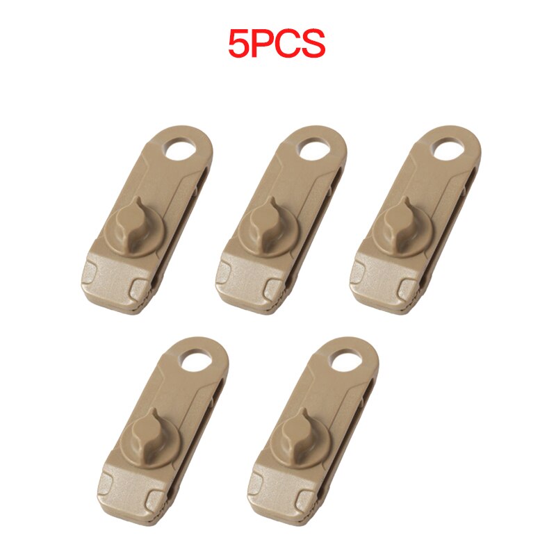 1/5/8/10Pcs Tarpaulin Clip Awning Tent Clamp Canopy Lashing Buckle Jaw Grip Outdoor Camping Hook Anchor Windproof Rope Barb: 5 PCS Khaki