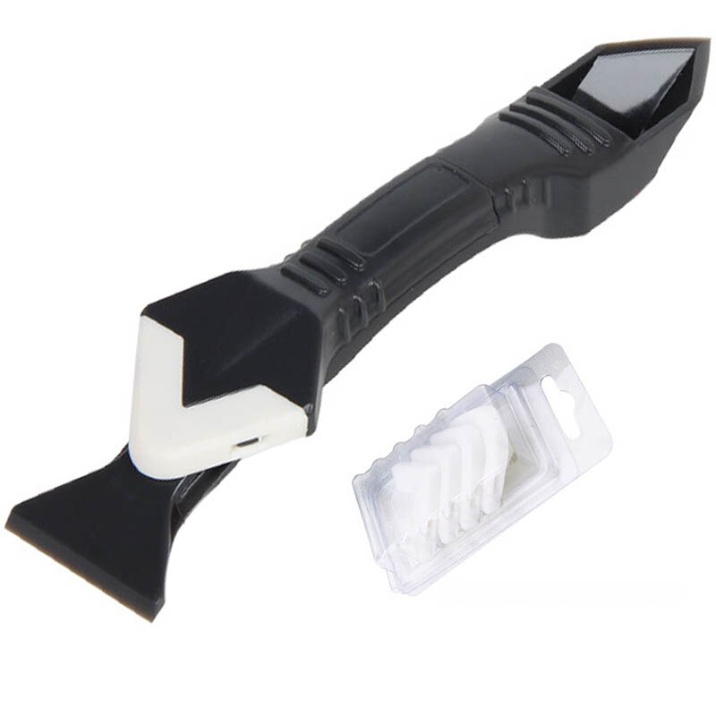 5 In 1 Siliconen Remover Kalefateren Finisher Kit Glad Schraper Grout Kit Tools Met Naad Tape Plastic Handgereedschap Set accessoires: BLACK - Plastic