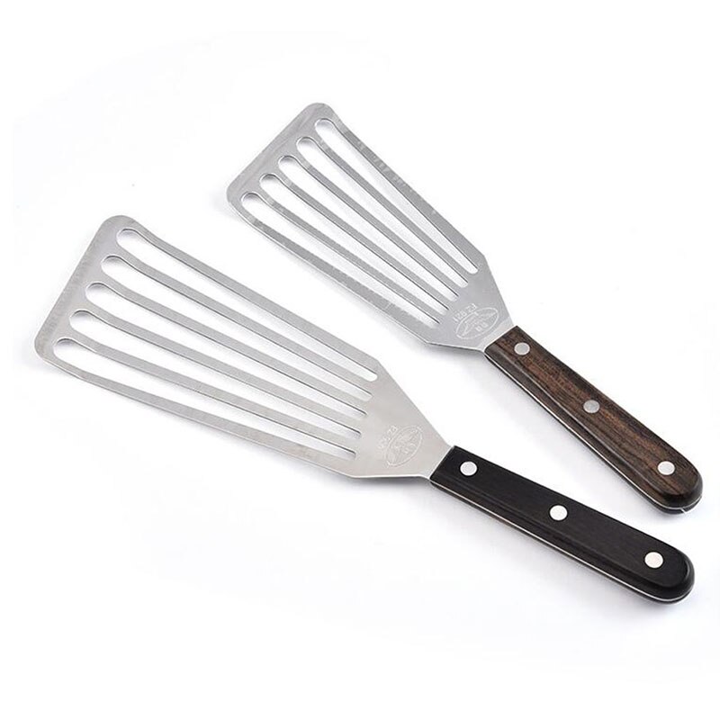 Kitchen Non-slip Stainless Steel Frying Spatula Leaky Shovel Fish Slice Cookware Wood Non-slip Rust-proof Great For Everyday Use