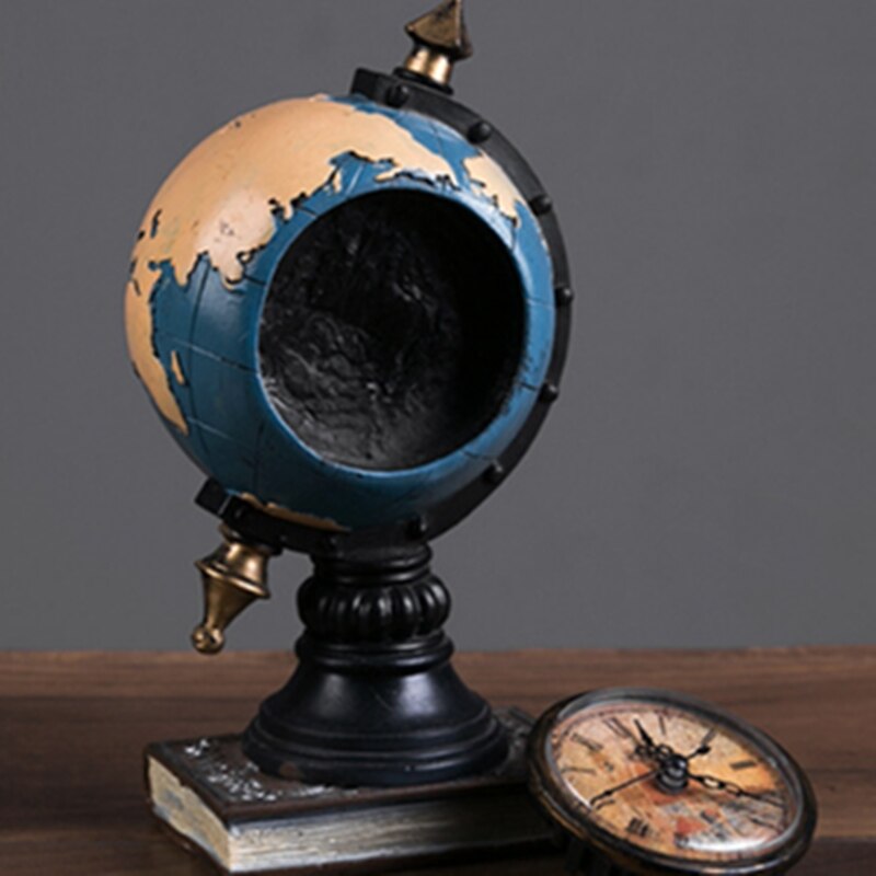 1 Pcs Nordic Stijl Globe Retro Hars Klok Ornamenten Study Woonkamer Office Home Decoraties Kabinet Porch Zetel Klok