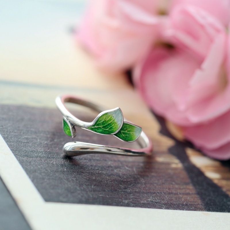 anillo de pegamento en forma de gota de rama esmaltada, anillo azul quemado artístico y fresco, accesorios de de de vacaciones para mujer a la y Retro