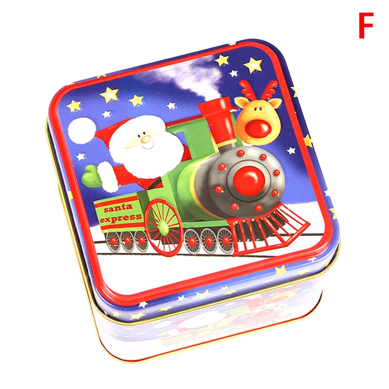 1pc julekasse pakke tin kasse bryllupsfest slik bagning cookies kiks kasse container til xmas holder: F