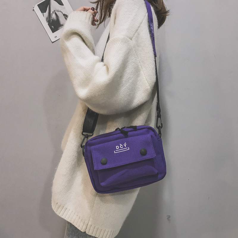 Handbags Women Crossbody Bags 2022 Brand Letters Canvas Female Casual Shoulder Bags Messenger Bags: Purple