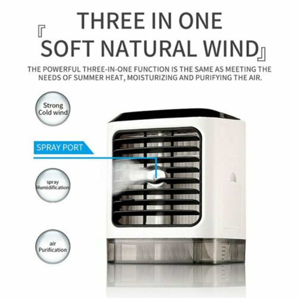 Portable Mini Air Conditioner Water Cool Cooling Fan Cooler Humidifier for Home HVAC Systems & Parts 15x15.2x18.5cm WWO66