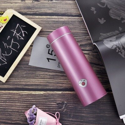 Mini Elektrische Wasserkocher Wasser Thermische Kessel Reise Edelstahl Tee kaffee milch kochen tasse tragbare Teekanne 110 V- 220V: pink / EU Adapter