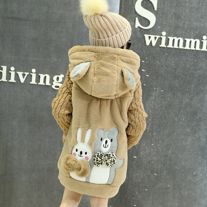 Olekid Aautumn Winter Cartoon Konijn Meisjes Parka Dikke Warme Hooded Meisje Jas Bovenkleding 5-14 Jaar Kinderen Tiener meisjes Jas