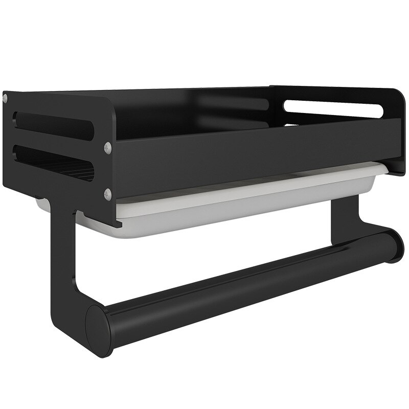 Porte-éponge mural, évier de cuisine, organisateur caddie, éponge, savon, brosse, vaisselle, porte-serviettes de salle de bains, espace en aluminium: Black