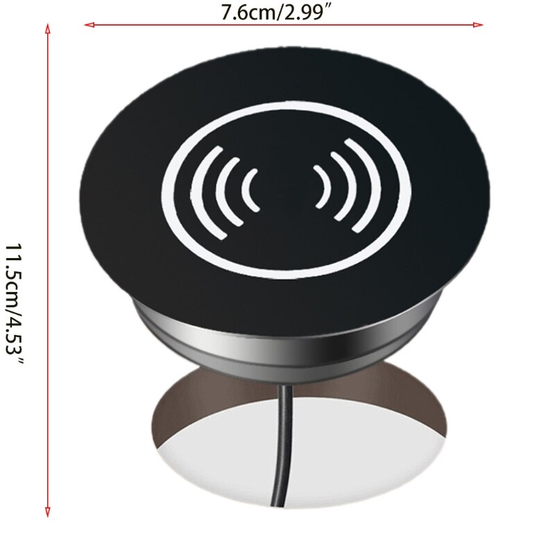 Embedded Desk Wireless Charger Headphone Wireless Charging Desktop Grommet Power Wireless Charging Pad 7.5/10W