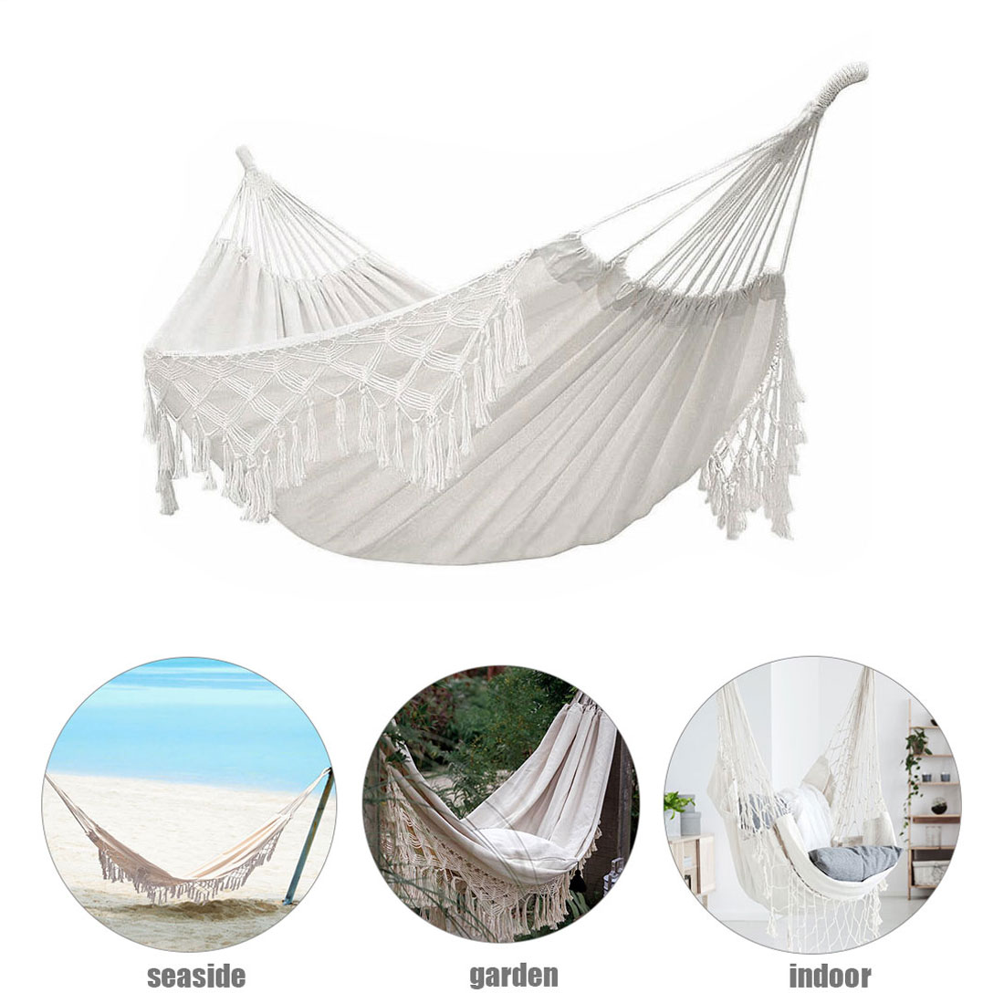 240cm*150cm hammock bohemian style Brazilian lace tassel luxury double hammock mesh chair indoor hanging swing home decoration