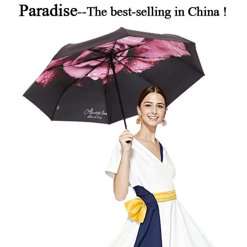Parasol Regen Vrouwen Vouwen Modieuze Anti-Uv Bloem Draagbare Clear Paraplu Mode Meisje Parasol Vrouwelijke Dubbele Chinese