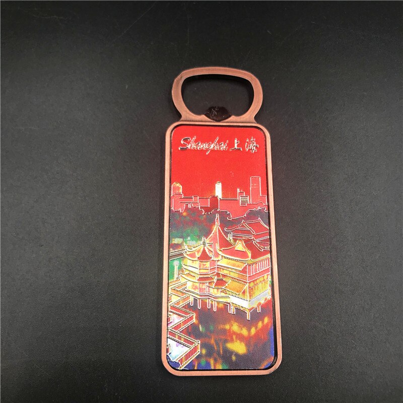 Metalen flesopener koelkaststickers koelkastmagneet shanghai toerisme souvenirs luxe magnetische stickers chinese stijl: 2