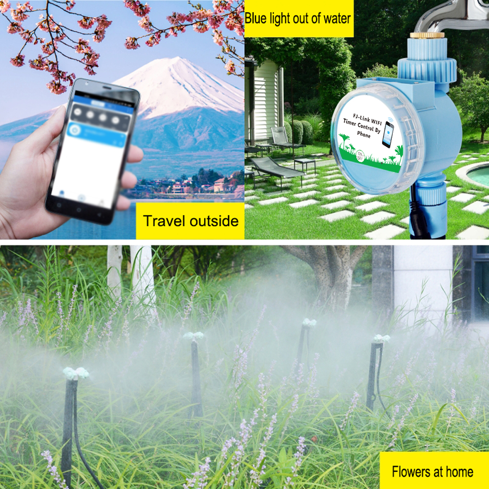 Automatic Watering Sprinkler System Irrigation Controller APP Remote Control WiFi Connection with Rain Sensor Watering Timer