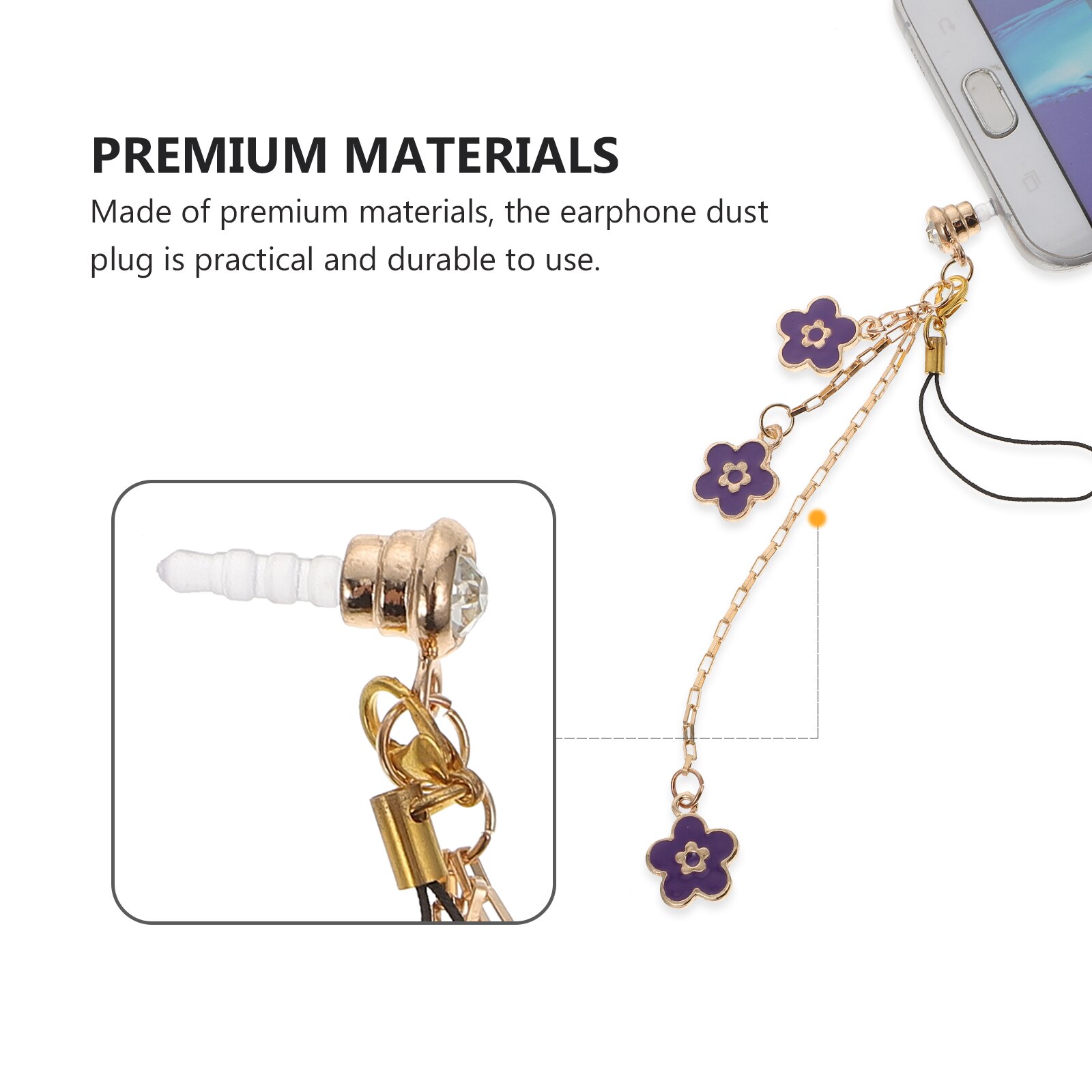 2 pcs delicate earphone jack pendants anti-dust plugs 3.5 mm headphone plugs
