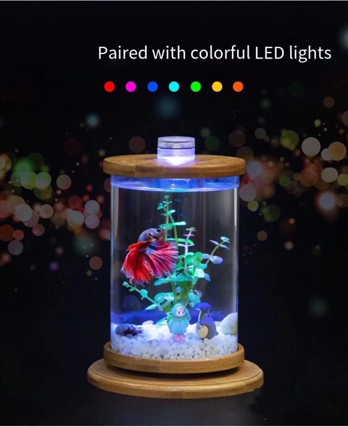 Aquarium ecological ornamental fish tank fighting fish tank micro-view rotating mini fish tank aquarium accessories