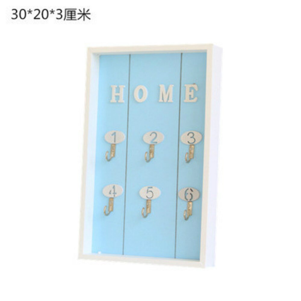 Wall Mounted Key Holder Wooden Key organizer Hanger with 6 Hook Wall Decorative Holder key holder wall minimalist wall hook WF: blue