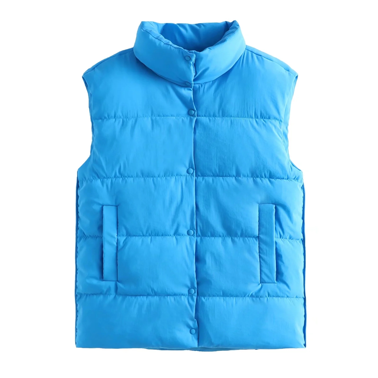 Dame & #39 ;s parkas vest jakker kåpe blå vest knapp ermeløs streetwear jakke dame varm lomme kvinne yttertøy trf: M