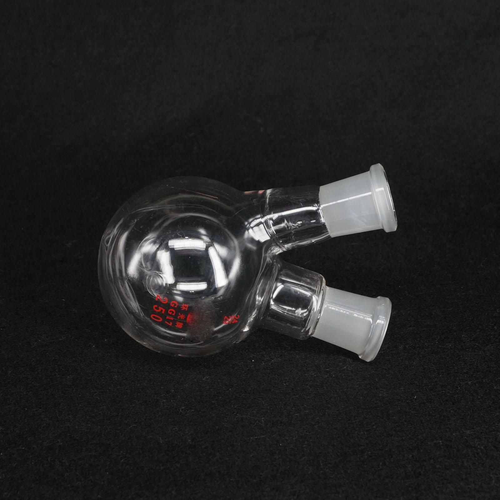 250ml 24/24# Central/Branch Joint 2-neck Round Bottom Lab Glass Boiling Flask