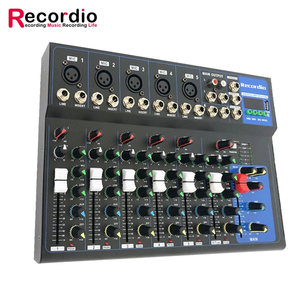 GAX-UF7/F7 Usb Digitale Microfoon Sound Mixer Console Professionele Karaoke Audio Mixer Versterker Met Blueteeth