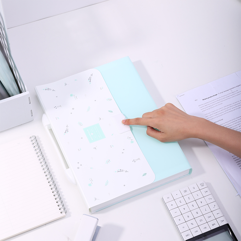 DELI Folder Student Expanding Wallet Office File Folder Document Bag Pupil Kawaii Display Book Test Paper Folder Filing Products