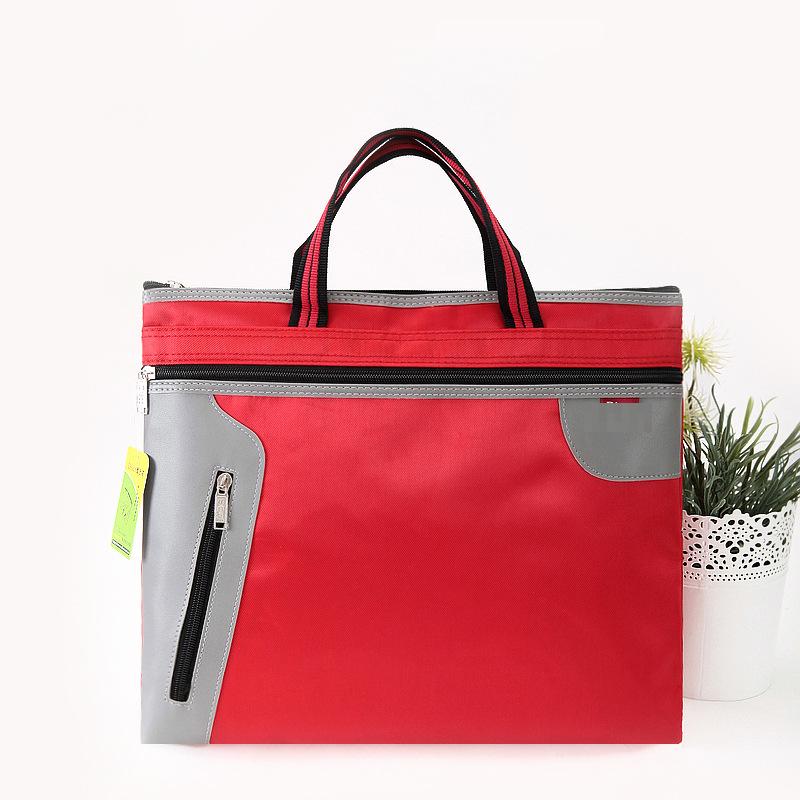 37X30CM Commercial Business Document Bag A4 Tote file folder Filing Bag Meeting Bag Side Zipper Pocket office bags for documents: Red