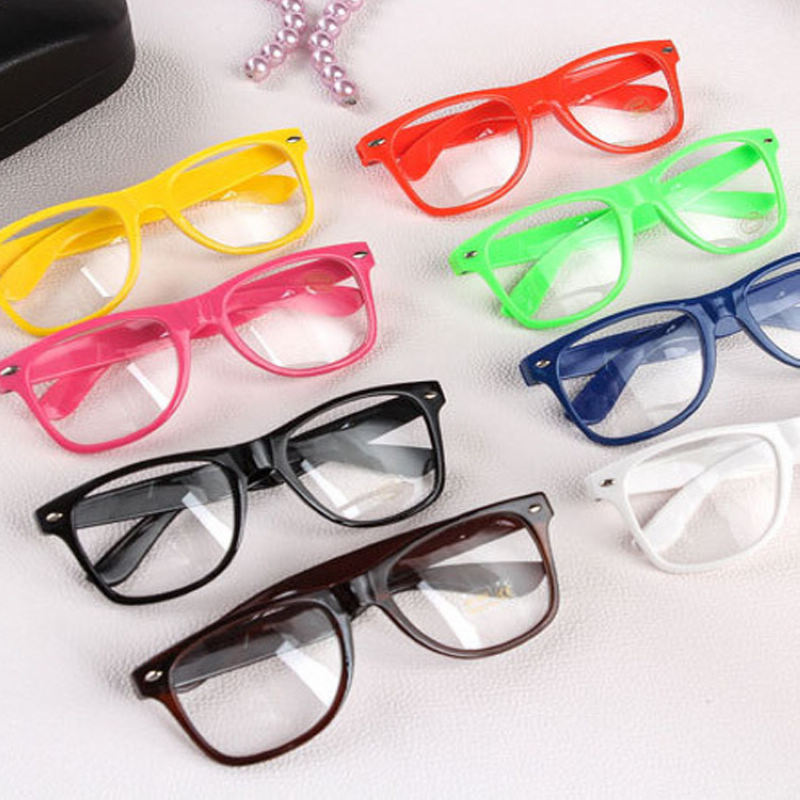 Mayitr 1pc Nerd Clear Glasses Clear Lens Geek Glasses 16 Colors Plain Mirror Plastic Full frame Eyeglasses Eyewear