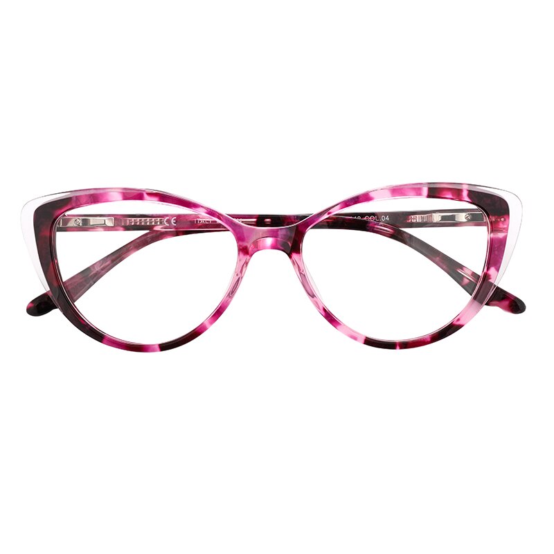 Acetate Cat Eye Women's Decorative Glasses Transparent Round Prescription Glasses Without Diopter Unusual Female Eyeglasses: Red