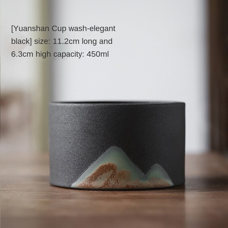 Tea Wash Large Japanese Zen Household Black Porcelain Tea Cup Washing Utensils Tea Tray Jianshui Tea Wash Tea Basin: Small tea wash A