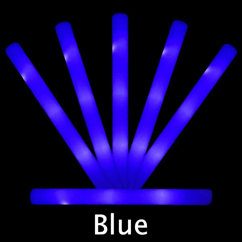 Barras luminosas LED a granel, coloridas barras de espuma RGB, tubo de alegría, luz oscura para suministros de de boda, cumpleaños y Navidad: Rojo / Azul