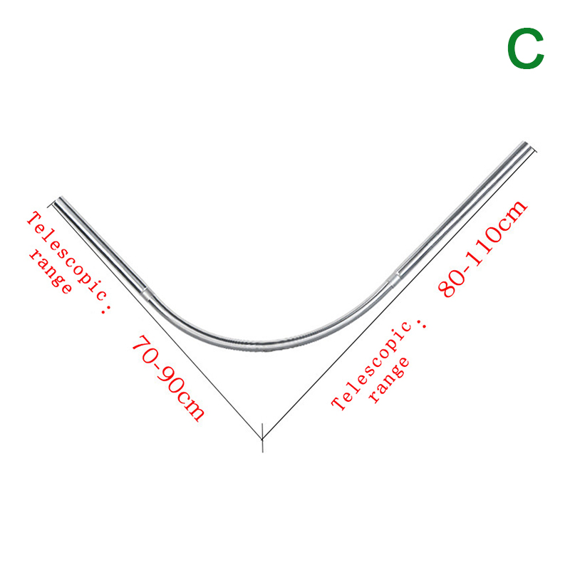 Extendable Curved Shower Curtain Rod Silver L Shaped Stainless Steel Shower Curtain Poles Punch-Free Bathroom Curtain Rail 3Size: Red