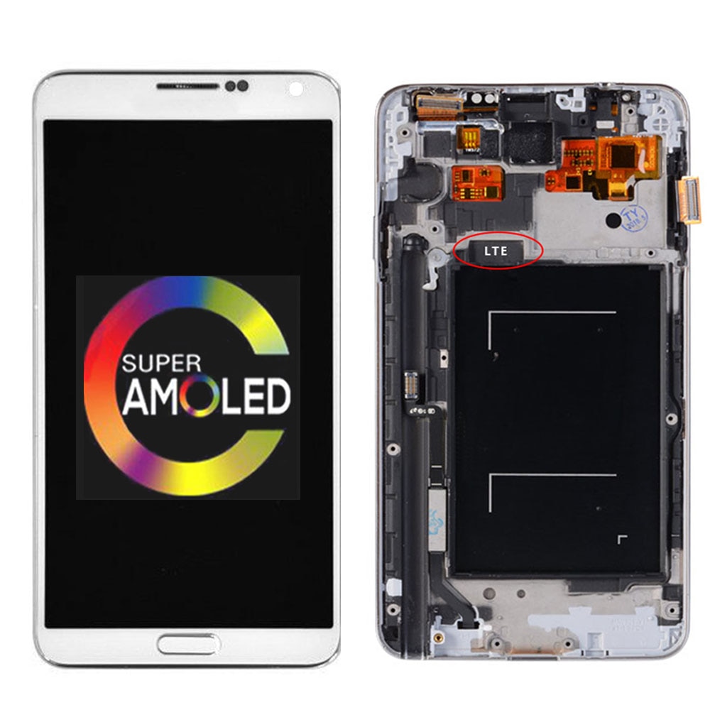 Originale Super AMOLED LCD Per SAMSUNG GALAXY Note 3 LCD Display N9005 N900A N900T LCD Touch Screen Digitizer Assembly Con telaio