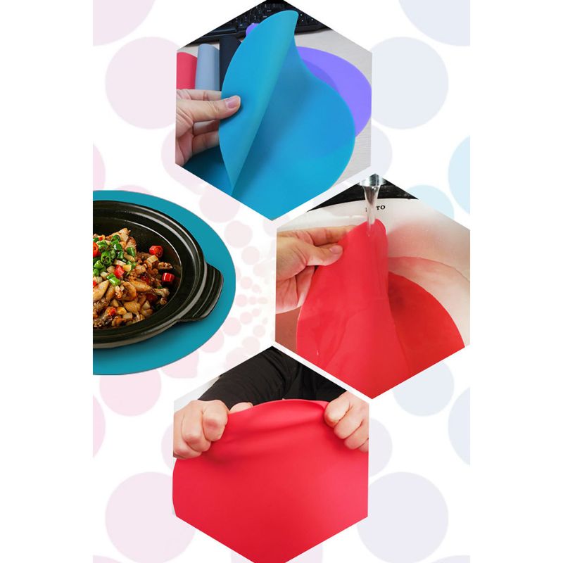 2Pcs 30cm Round Silicone Baking Mat Heat Resistant Oven Microwave Cookie Pizza Sheet Pastry Tray Kitchen Bakeware