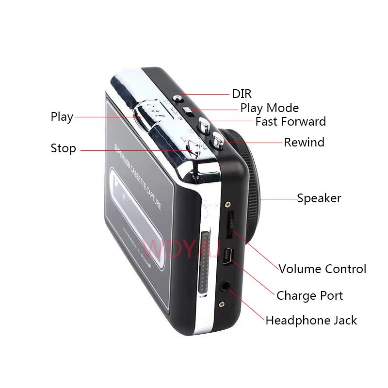 Usb Cassette Player Recorder Capture Stereo Audio Muziekspeler Tape Cassette Naar MP3 Converter Met Luidspreker