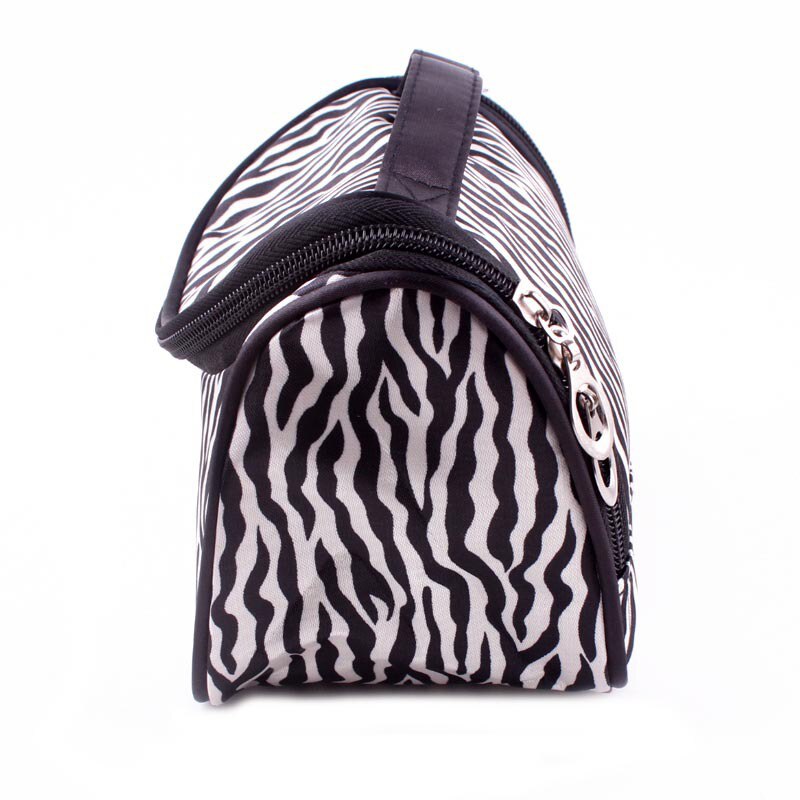 Organizador multifunción para brochas de maquillaje para mujer, neceser de viaje con rayas de cebra bolsa para estuche de maquillaje, neceser resistente al agua