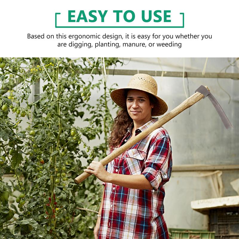 Wooden Handle Hoe Agricultural Tool Hoe Garden Tools Weeder Manganese Steel Square Head Agricultural Garden Hoe For Loosen Land