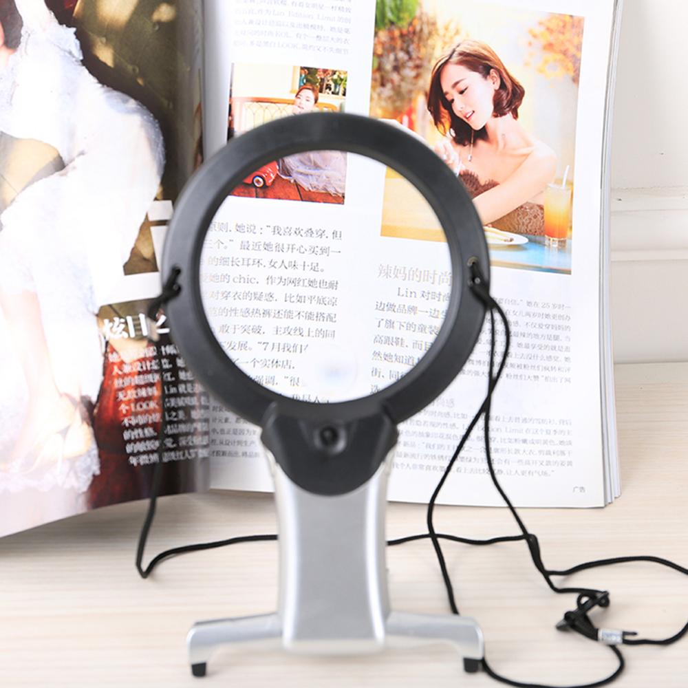 2 LED Hands Free Loupe Lighted Magnifying Glass Neck Hanging/Desktop Style Tool for Seniors Sewing Cross Stitch Embroidery