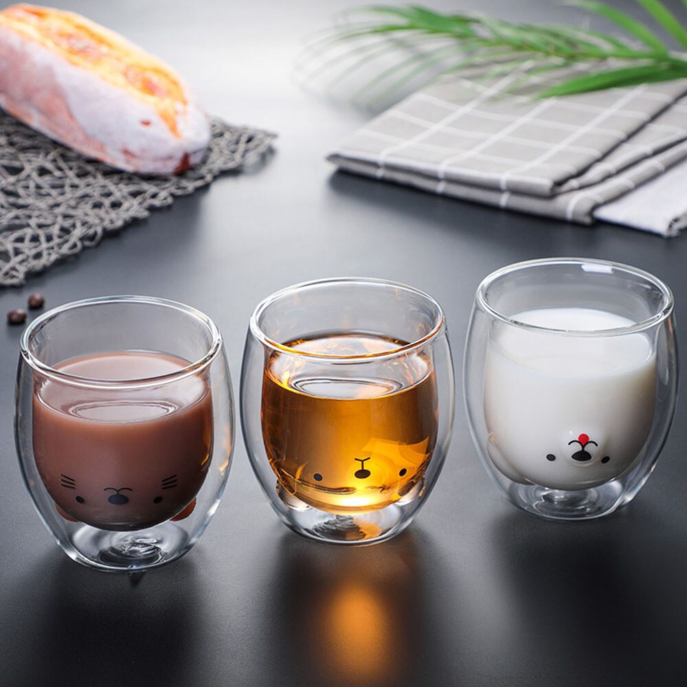 Taza de cristal de doble capa para café, vaso de vidrio de borosilicato alto, Espresso, taza de leche , cristalería