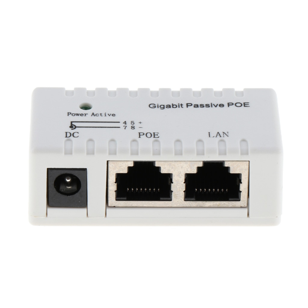Passieve Poe Injector Power Over Ethernet, Gigabit Poe Injector Met Led Indicator En Panel Mount , 12-52 V, Max 2000mA