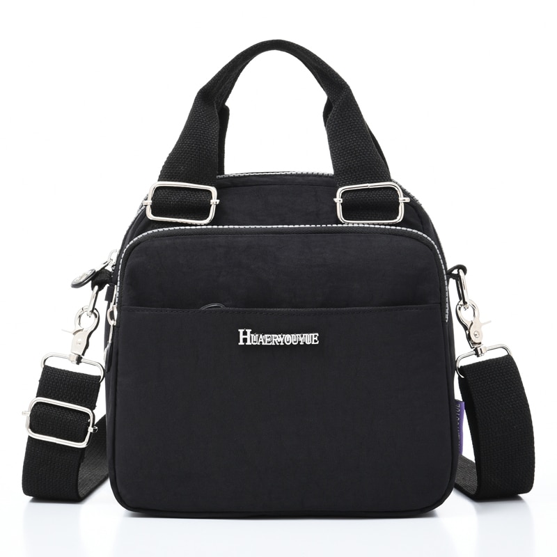 Waterdichte Nylon Schoudertassen Voor Lady Top-Handvat Handtassen Vrouwen Tas Trend Zomer Casual Tote Crossbody Bag: Black