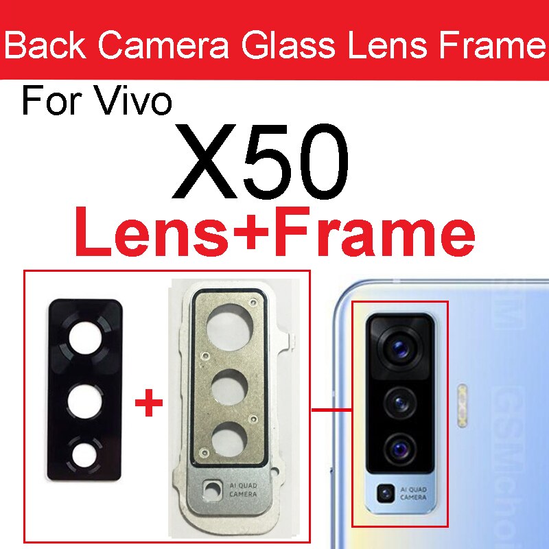 Soczewka aparatu tylnego obiektywu dla Vivo X50 X60 Pro X50 X60 Pro Plus aparat z tyłu obiektywu obudowa ramowa wspornik naklejki wymiana: X50 Light Blue