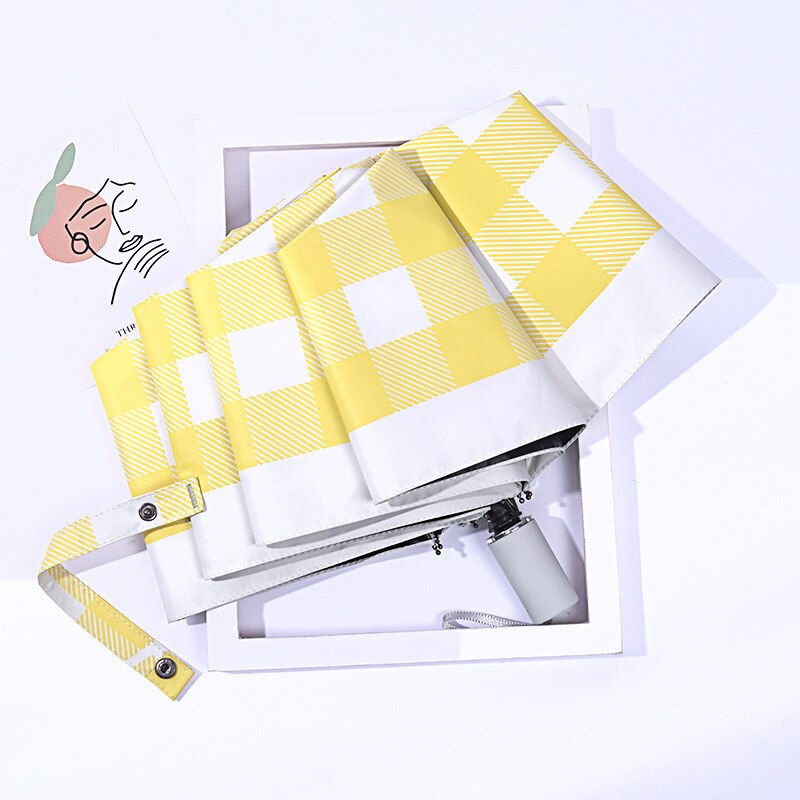 YADA Plaid Pattern Umbrellas Windproof Folding Rainy Umbrellas For Women Summer Unilever Umbrella YS200074: YS200074YE