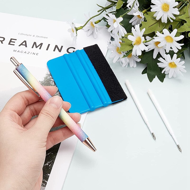 4PCS Precision Pin Pen Set Craft Vinyl Weeding Tools Retractable Air Pin Pen Wrap Installation Kit With 2 Refills