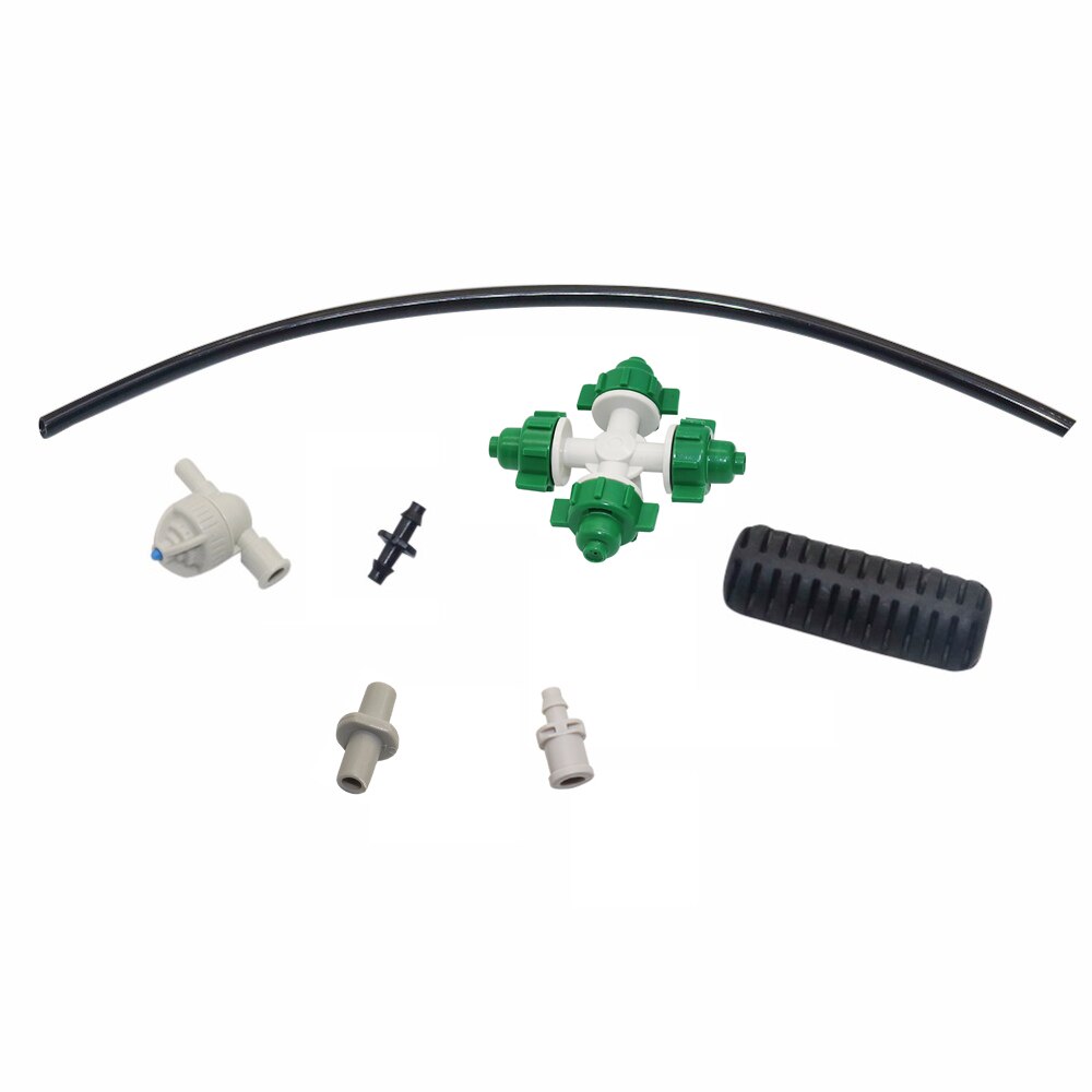 Jardim Greenhouse Misting Bicos Kit, Paisagismo De Refrigeração, Umidificação Sprinklers, 4-Way Atomização, Pulverizador De Irrigação, 10 conjuntos