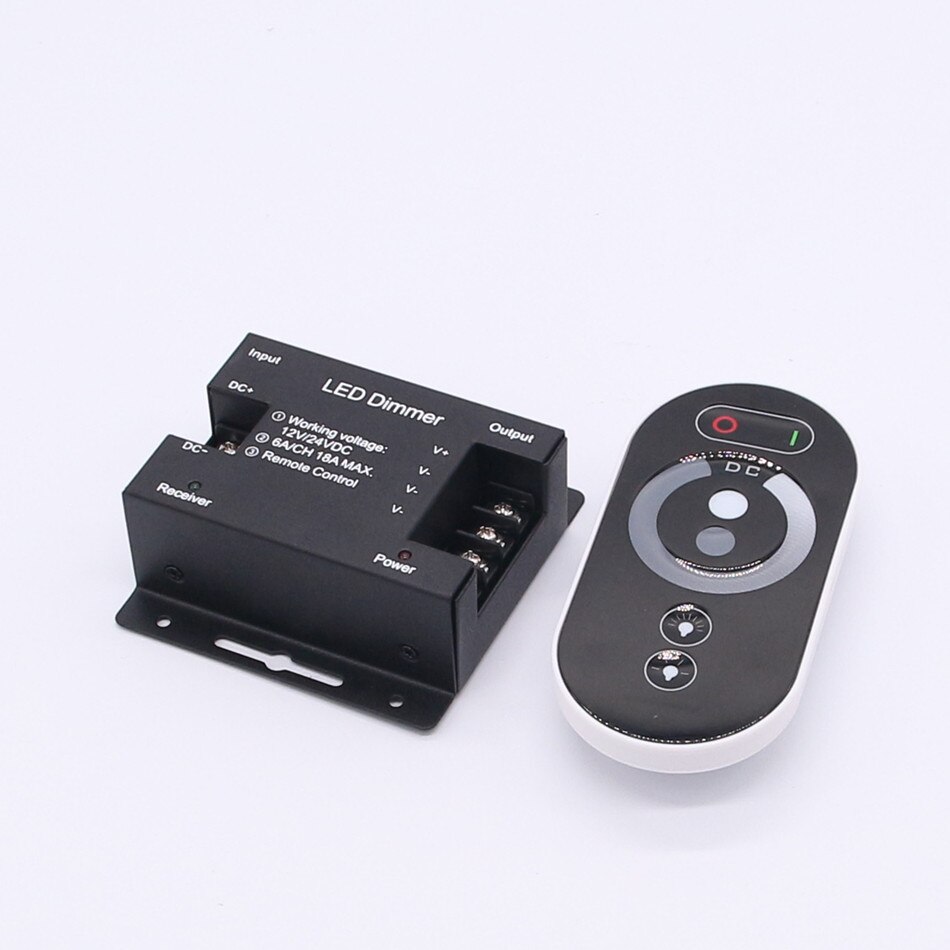 Dc 12-24 v 6a/ch 3 kanaler de un solo farve negro rf controlador led kontrol fjernbetjening taktil komplet para tira de luz led lys c